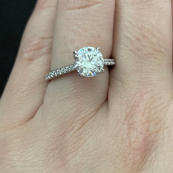 14K Gold Moissanite Rings 2ct Round Moissanite Engagement Ring 14K White Gold 2 - Picture 1 of 4